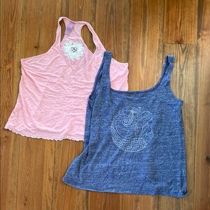 Whimsical Pink Heart and Blue Mermaid Tank Tops (set of two)